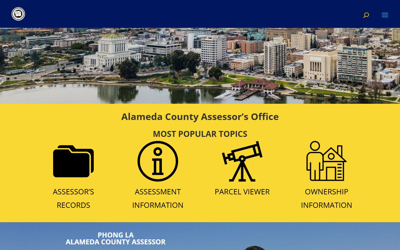 Alameda County Assessor website homepage