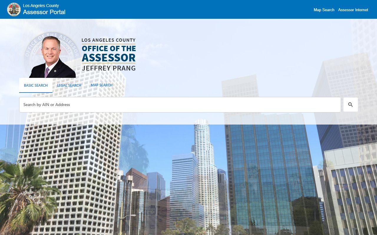 Los Angeles County property search database interface