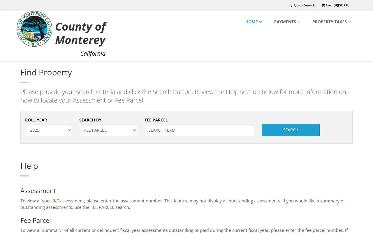 Monterey County online property tax payment portal