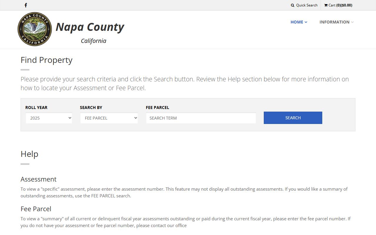 Napa County online property tax payment portal