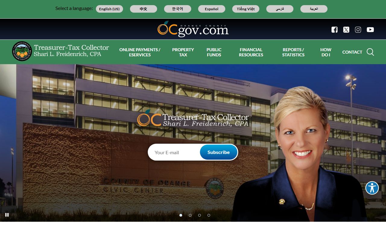 Orange County Treasurer-Tax Collector website portal