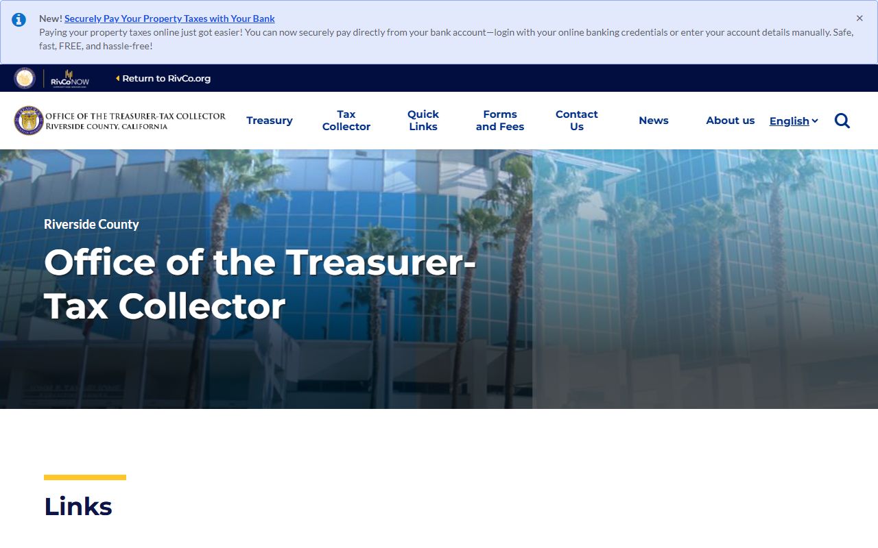 Riverside County Tax Collector website interface