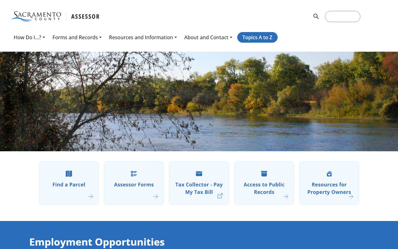 Sacramento County Assessor website homepage