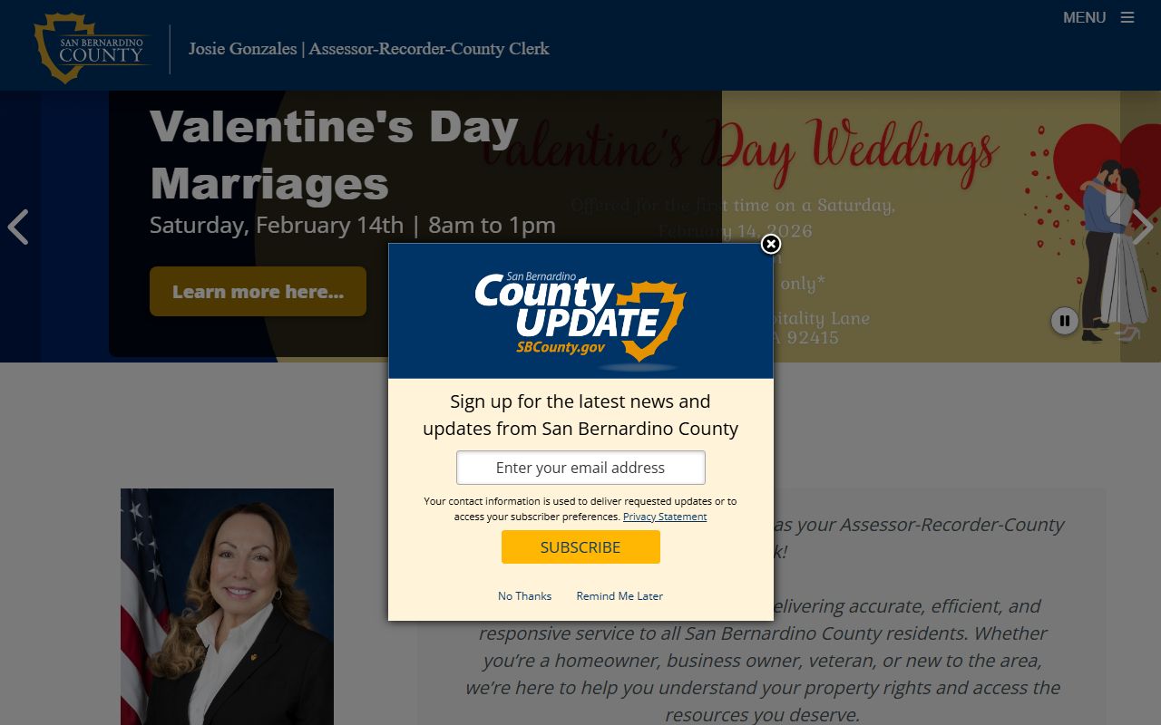 San Bernardino County Assessor office website homepage