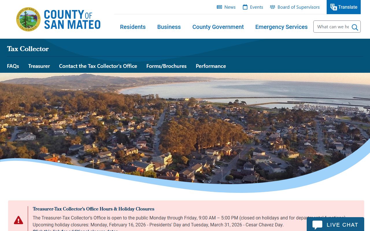 San Mateo County Tax Collector website portal
