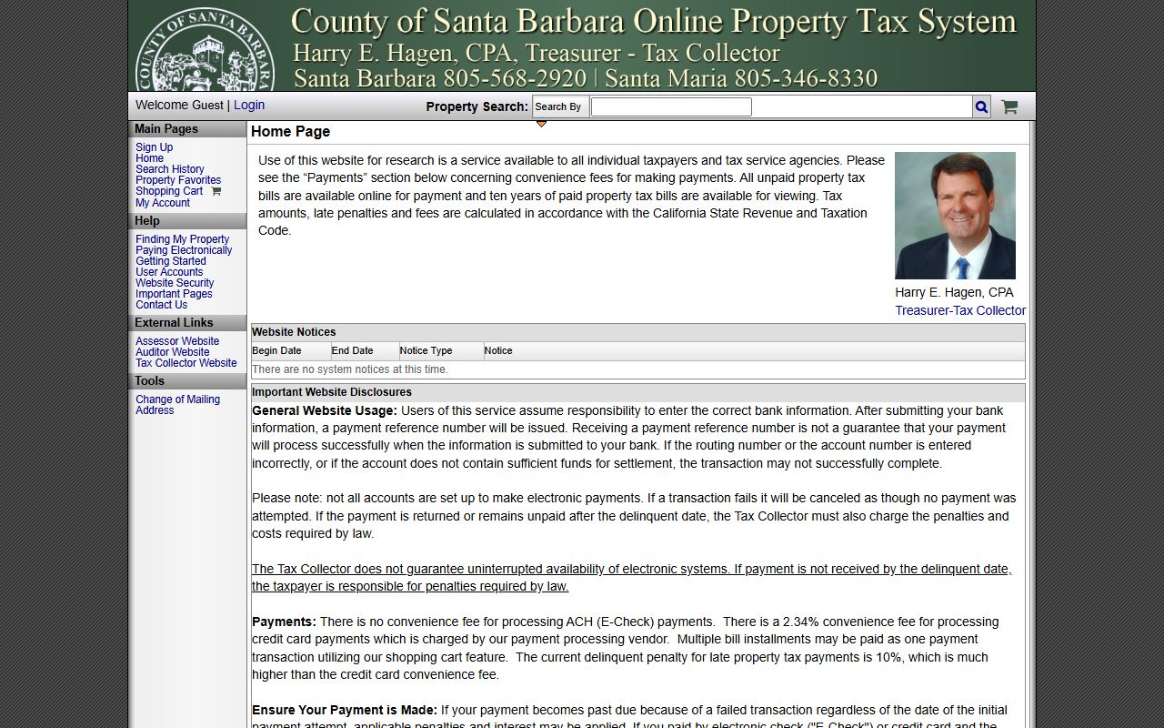 Santa Barbara County online tax payment portal