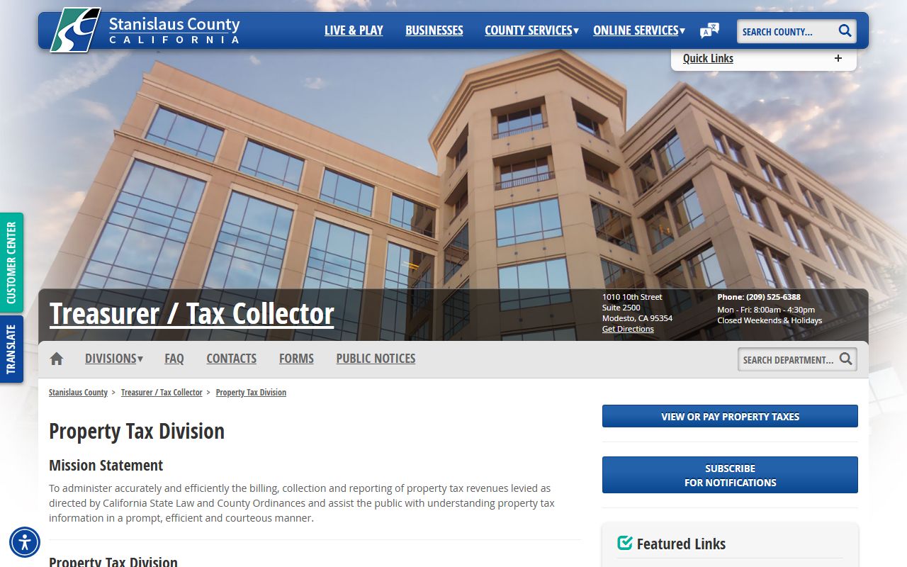 Stanislaus County property tax information portal