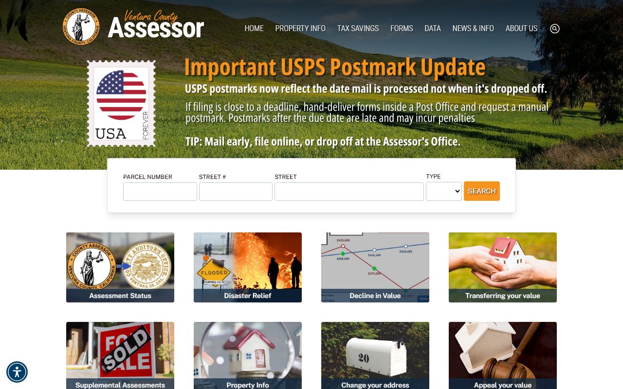Ventura County Assessor website homepage